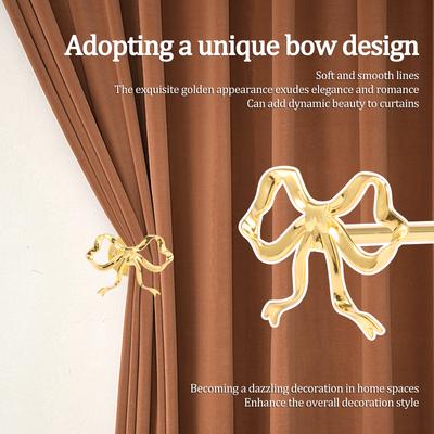 2 Pcs Metal Bow Curtain Tiebacks Wall Mounted Bow Curtain Holdback with Screws Curtains Hooks for Bedroom Living Room Home Decor
