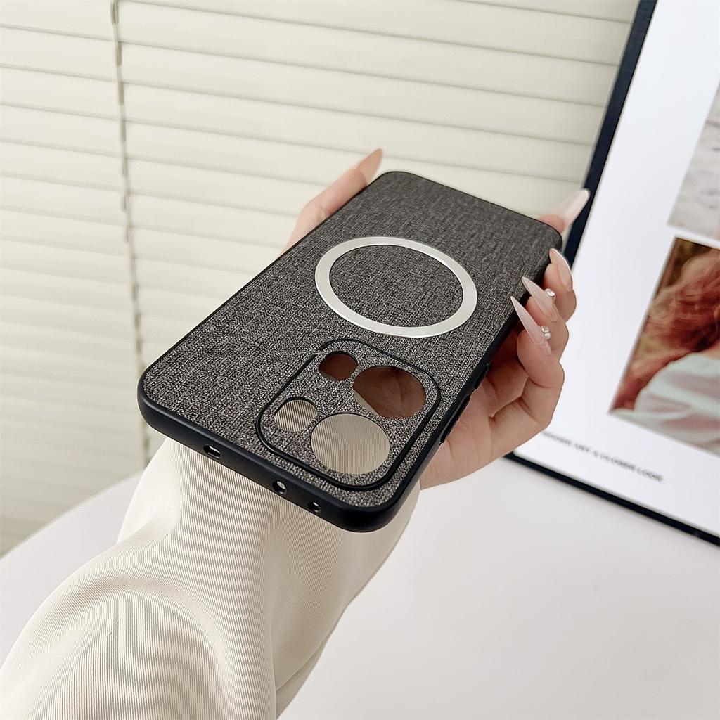 For Oppo Reno13 Pro 5G Case Drop-Proof TPU+Cloth Back Phone Cover Compatible with MagSafe