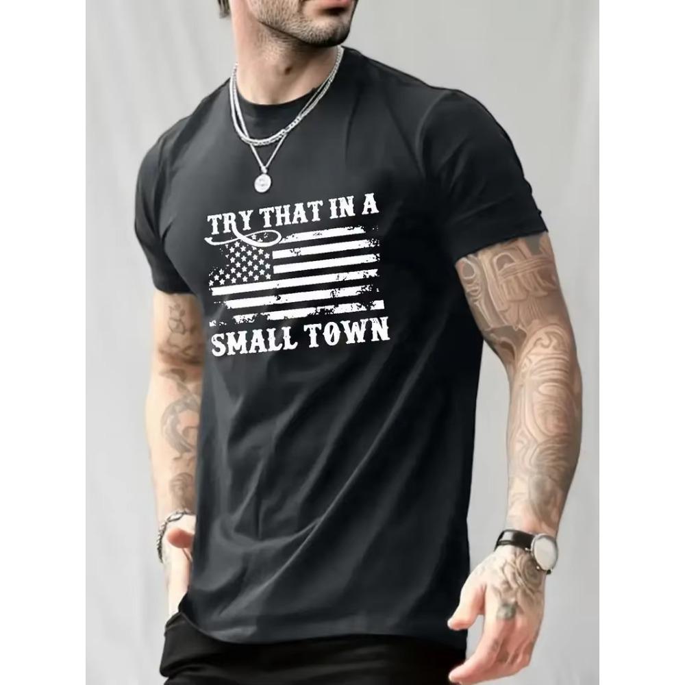 Plus Size T-Shirt Men's American Flag Printed T-Shirt Men's Fashion Cause and Effect T-Shirt Short Sleeve Top Men's Clothing