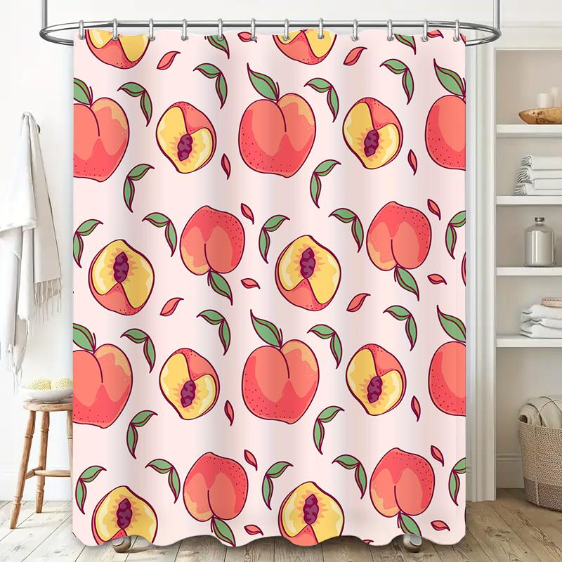 Pink Peach Print Shower Curtain Creative Bathroom Decor for Girls Bathrooms Modern Home Decoration 72x84 inches