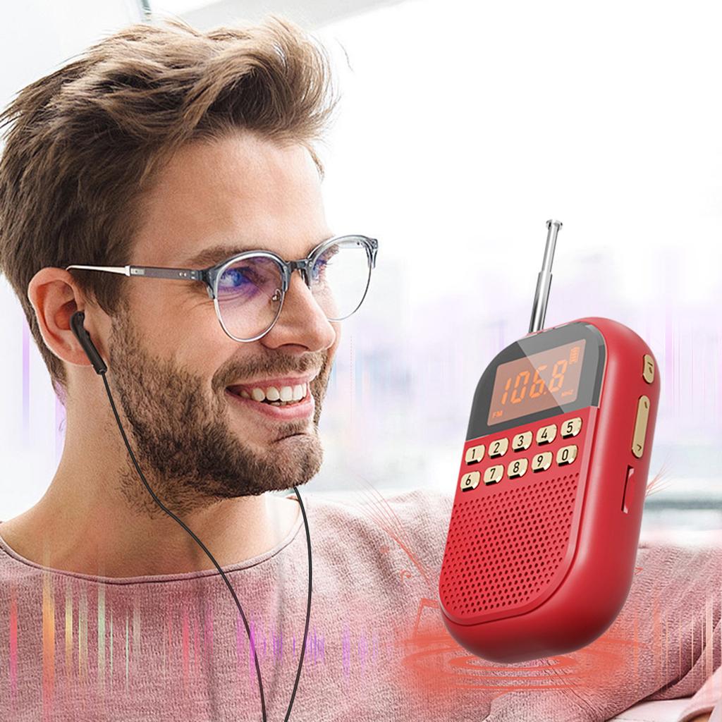 FM AM Portable Radios Rechargeable Pocket Radio w/ Earphone Mini Digital Tuning Radio Wireless Bluetooth Audio for Walk/Jogging