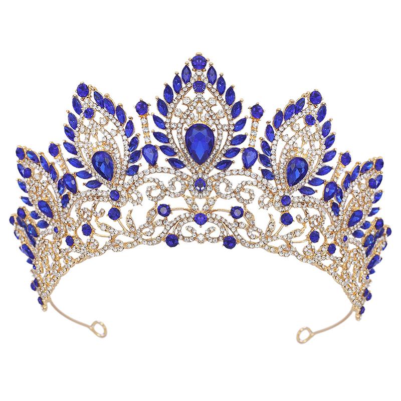 Royal Queen Lila Krone Großes Diadem Braut Tiara Elegant Braut Hochzeitsparty Prinzessin Krone Haarschmuck für Frauen