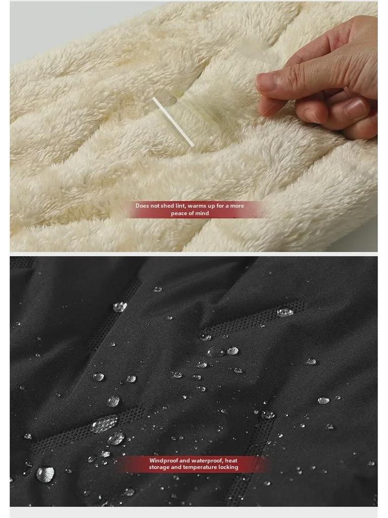 Men's Windproof Winter Sweatpants - Large Size, Cotton, Velvet, Lambskin, Three-Layer Composite, Warm, Casual, Loose Fit