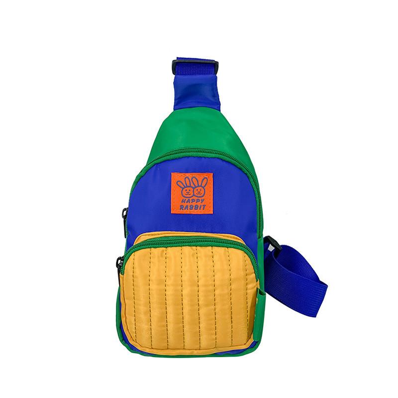 Trendy Korean Style Unisex Kids Quilted Coin Purse Breathable Nylon Chest Bag With Color Block Design жёлтый
