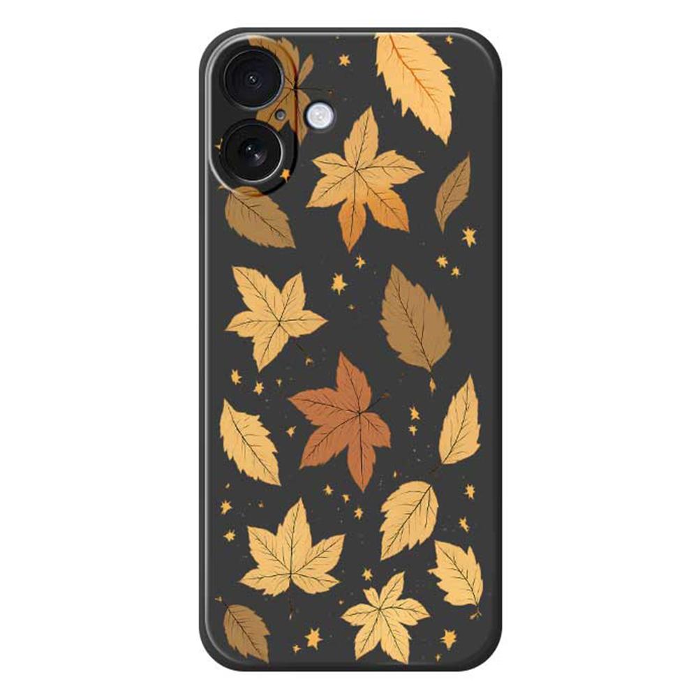 For iPhone 17 Case Maple Leaves Pattern Printing Straight Edge TPU Phone Back Cover