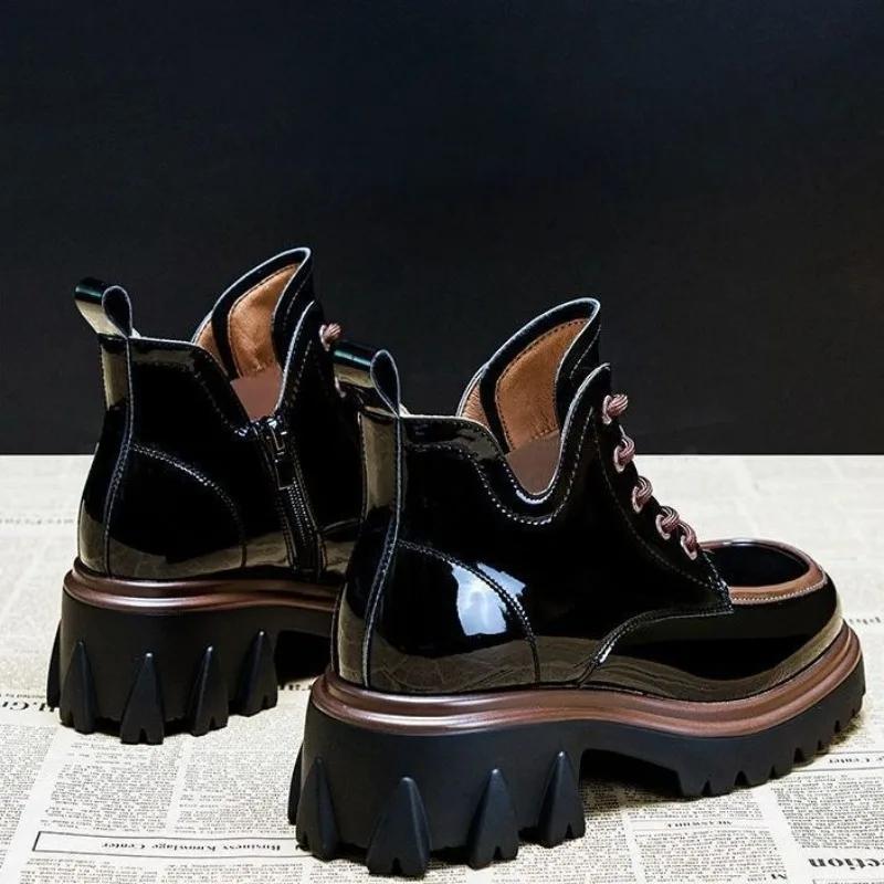 Fashion Booties with Laces Lace-up Female Short Shoes Round Toe Platform Punk Style Combat Chunky Women's Ankle Boots High Quality Sale