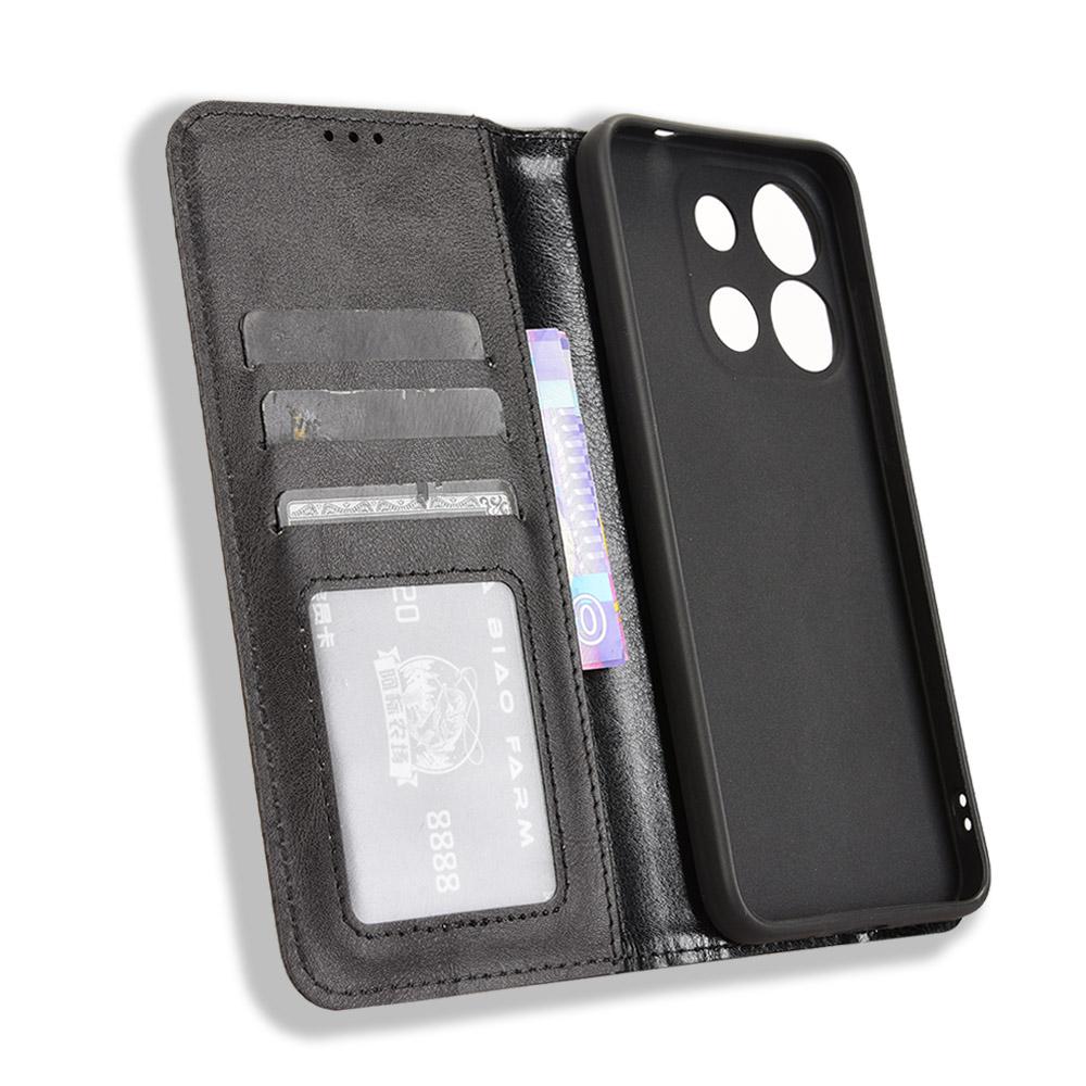 For Oukitel C57 Pro/C57s Leather Case Wallet Stand Retro Texture Phone Cover