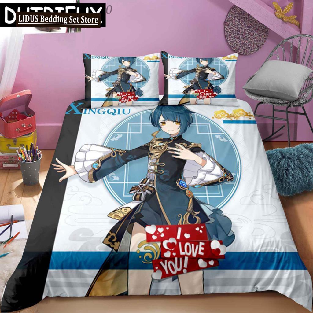 

Аниме Genshin Impact 3D Принт Постельное Белье Комплект Кинг Пододеяльник Наволочка Чехол для Одеяла Постельные Принадлежности Пододеяльники 200x200 EU single(135x200cm)