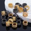 5pcs 6.5mm Large Hole Round Bead Copper Zircon Spacer Beads Bracelets Ring Spacers Beads Accessories Necklace Jewelry Findings