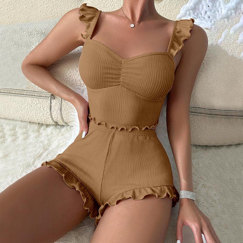 Set Pigiama da Donna Sexy Stile Europeo con Camicia e Pantaloncini