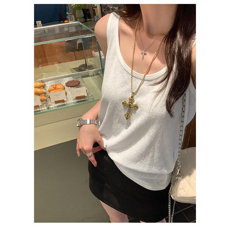 Women's U-Neck Wide Shoulder Strap Tank Top, Sleeveless Summer 2026 Style, Versatile as Inner or Outer Wear