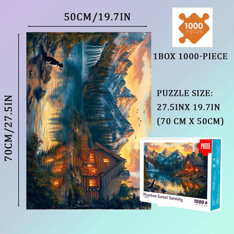 Large Sunset Puzzles 1000-Piece Jigsaw Puzzle for Adults: Mountain Sunset Serenity, Large 70x50cm (27.5x19.7 Inches)