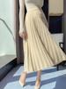 Hepburn Style High-Waisted Cashmere Pleated A-Line Skirt 