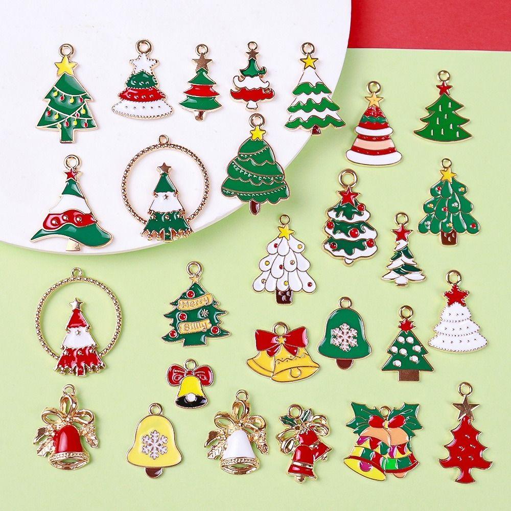 Mixed Colors Christmas Enamel Charms 20/100pcs Bulk Christmas Tree Pendants  Xmas Decoration