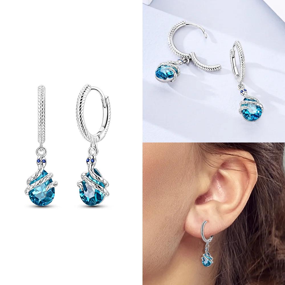 Charms 925 Silver Earrings Color Zircon Pink Bow Star Moon Shell Earrings Four-leaf Clover Woman's Accessory Jewelry