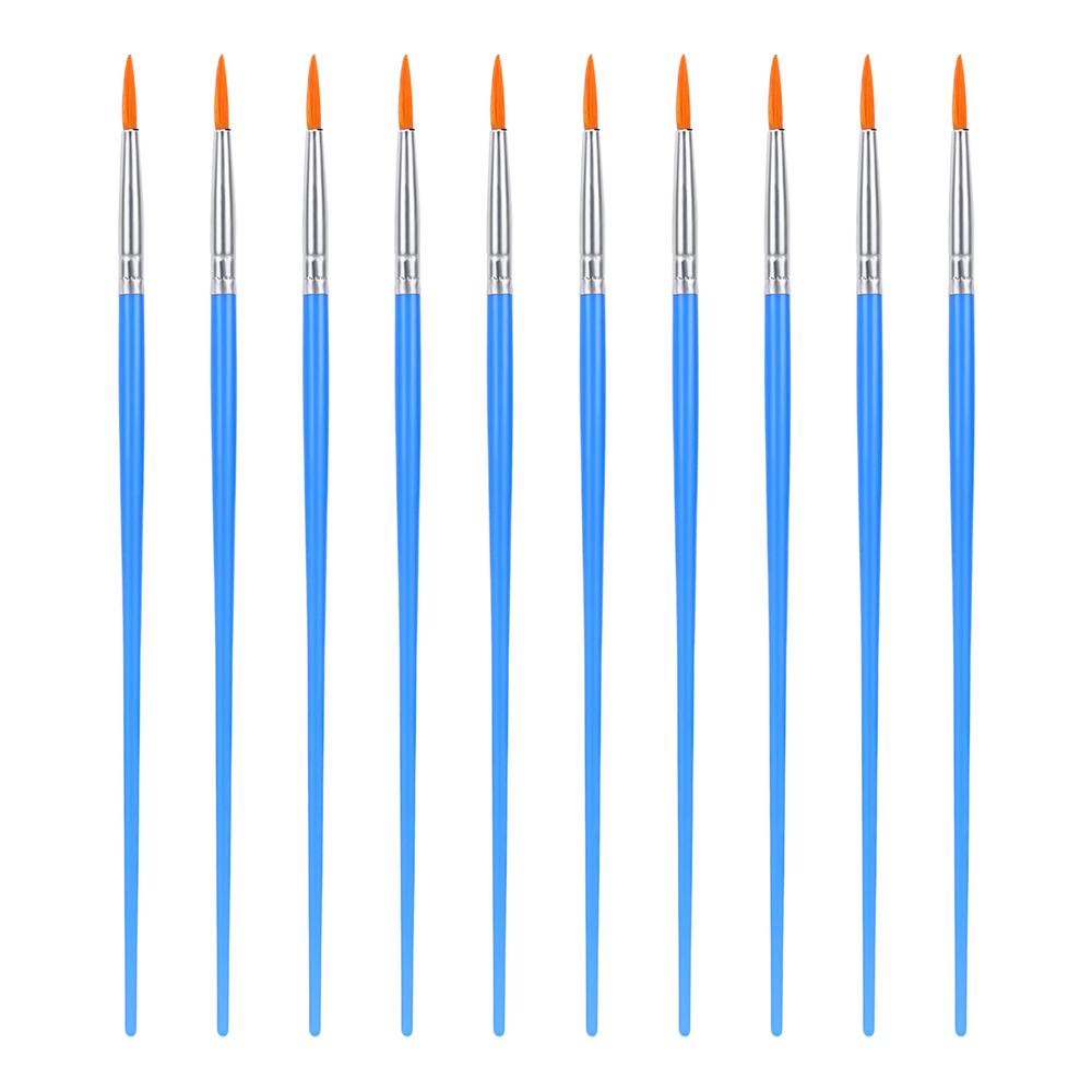 Conjunto de 10 pincéis de pintura, redondos, de nylon, para arte, com pelos lisos, caneta para pincel de pintura, óleo, acrílico, aquarela, material escolar de arte
