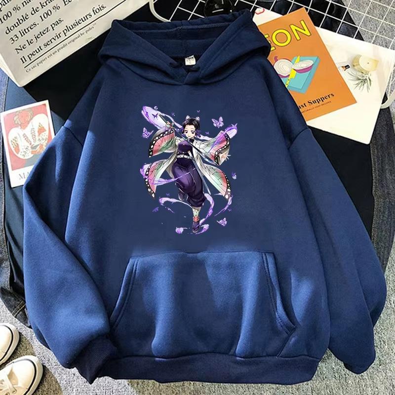 Fashion Unisex Hoodies Anime Kochou Shinobu Printed Hooded Women Men Harajuku Streetwear Sweatshirt Casual Pullover Tops