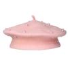 Kids Pearl Decor Beret Hat, Girls French Style Wool Painter Beret, Autumn Winter Warm Beanie Cap for 2‑6 Years Old, Head Circumference 48‑53cm