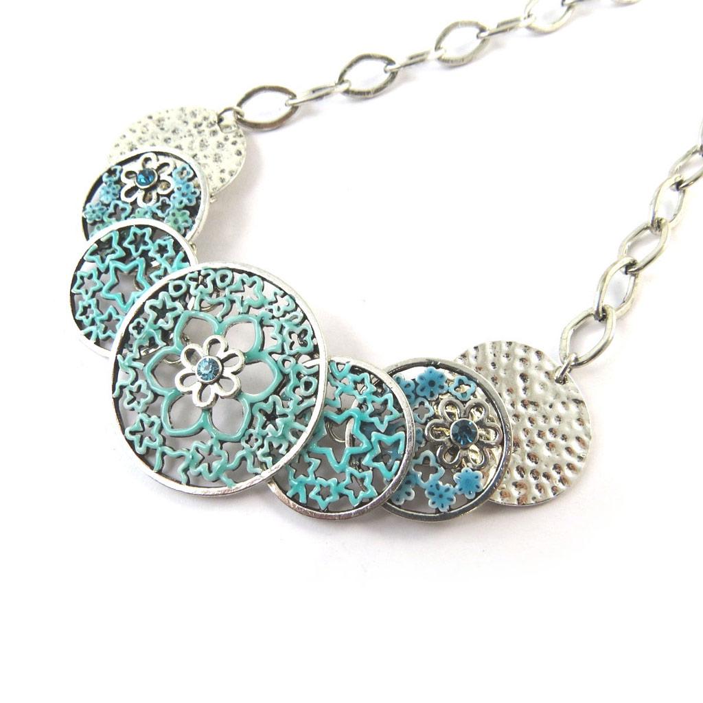 NOA [G0512] - Collier Créateur 'Paquerettes' turquoise