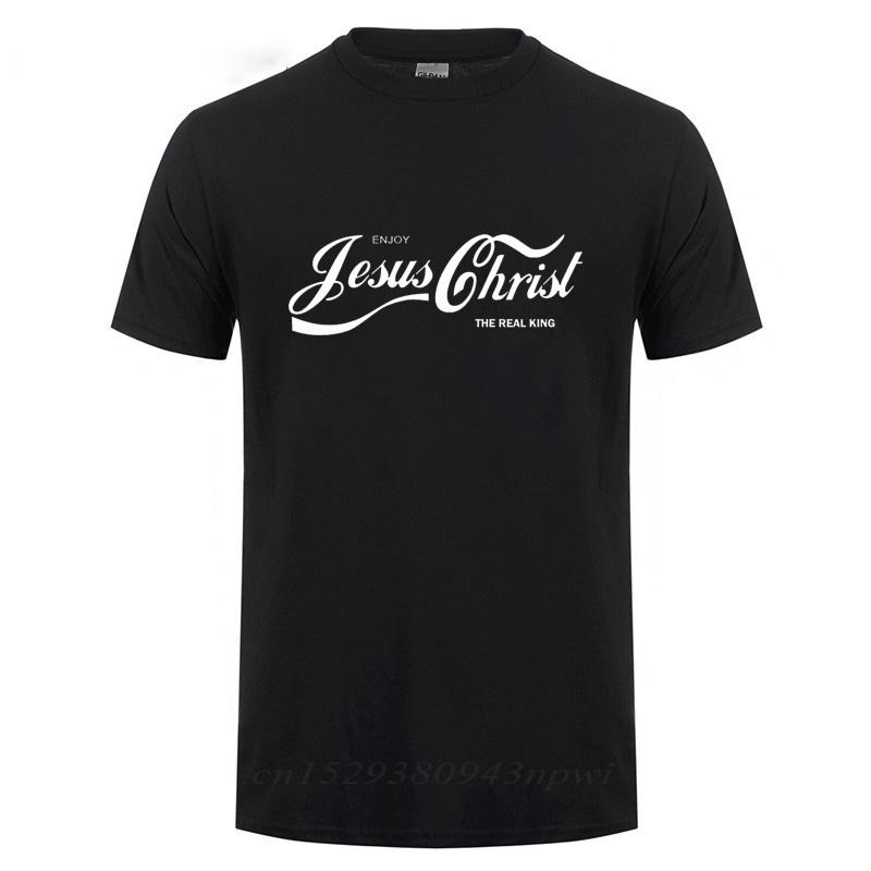 ENJOY JESUS CHRIST THE REAL KING CHRISTIAN FUN T SHIRT Baptism Church Bride Squad Esthetic Faith Cotton Funny Gift TShirt