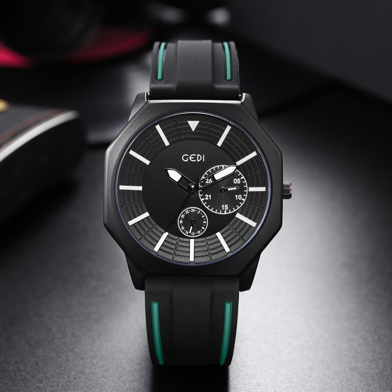 Creative Octagon Luminous Silicone Watch Men'S High-End Waterproof Watch Business Wind Quartz Watch