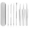 Set of Stainless Steel Blackhead Precision Pore Care Kit for Blackhead Blackhead and Acne with Storage Case 7-Piece Tweezers, Removal, Removal, Care,