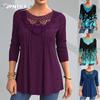 JPNTKY Women's Fashion Casual Solid Color Print Long Sleeve O-Neck Blouses & Shirts