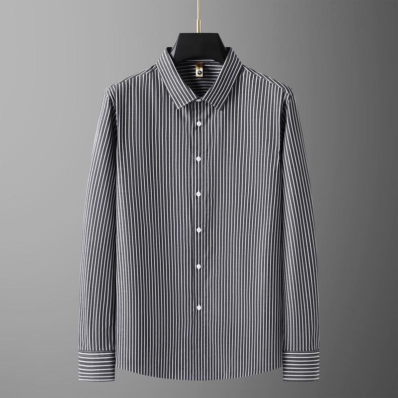 

Мужская полосатая повседневная рубашка с длинным рукавом из модала большого размера Dibenze 3XL