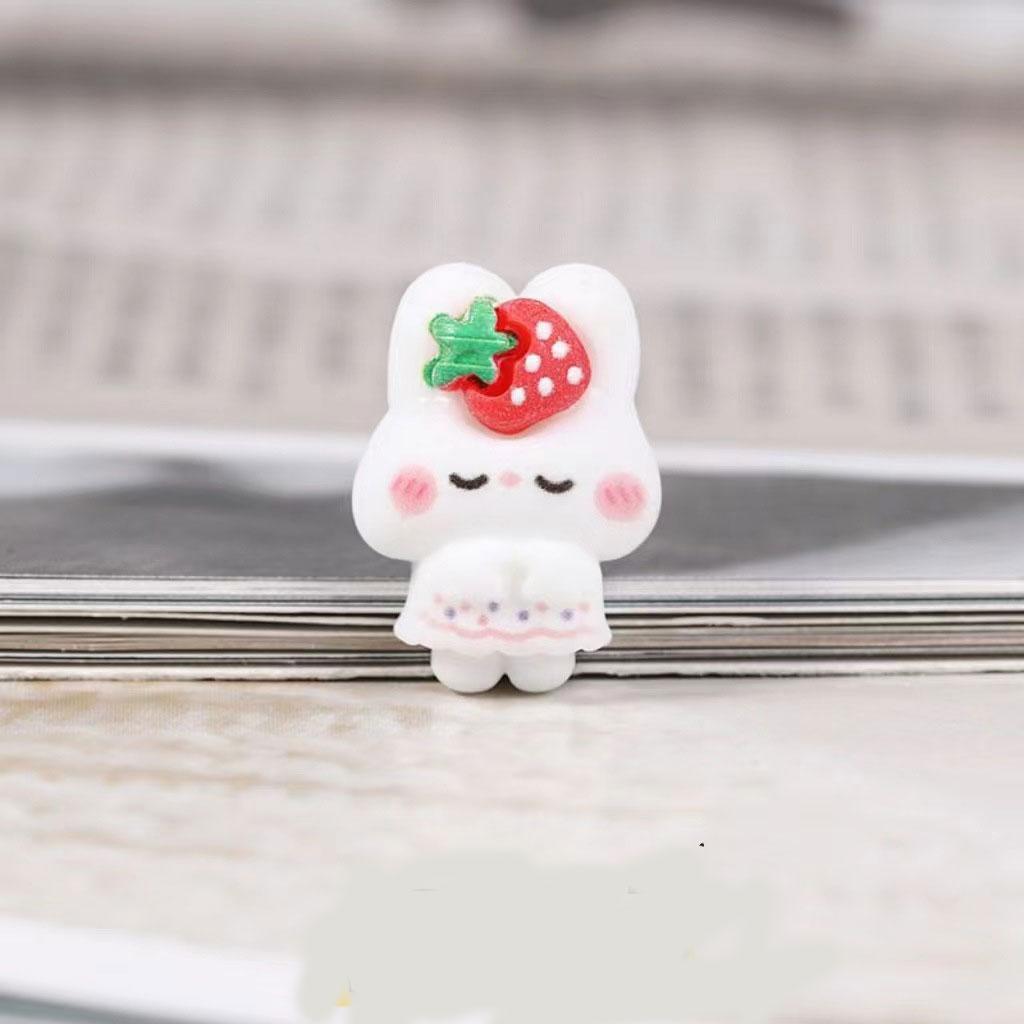 DW92 10pcs Cute Cartoon Sweet Strawberry Rabbit Resin Charms Earring Keychain Pendant Making Diy Cartoon Charms Jewelry Findings