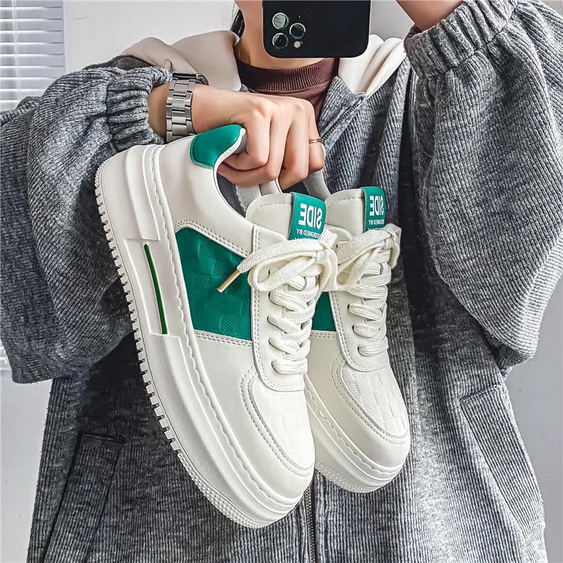 

Кожаная мужская повседневная обувь, дышащая уличная обувь для ходьбы и бега, легкие удобные белые кроссовки, теннисная спортивная обувь 39