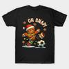 Men Black Print T-shirt Oh Snap Gingerbread Man Funny Soccer Christmas No-Cut Transfer Paper Print Cotton Tshirt