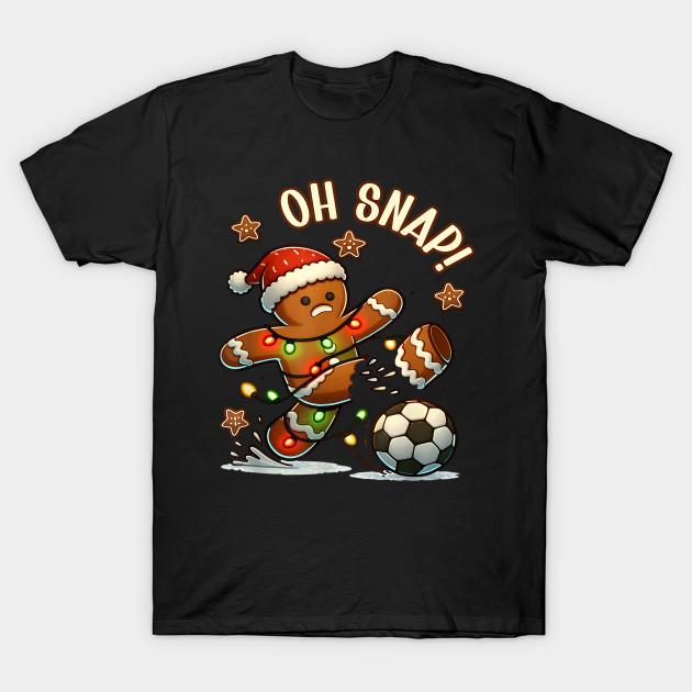 Men Black Print T-shirt Oh Snap Gingerbread Man Funny Soccer Christmas No-Cut Transfer Paper Print Cotton Tshirt M