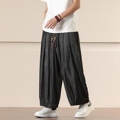 Frühlings Herren Lockere Weite Hosen Chinesischer Stil Herbst Mann Haremshosen Lässig Neun Punkte Jogginghosen Hip Hop Hosen