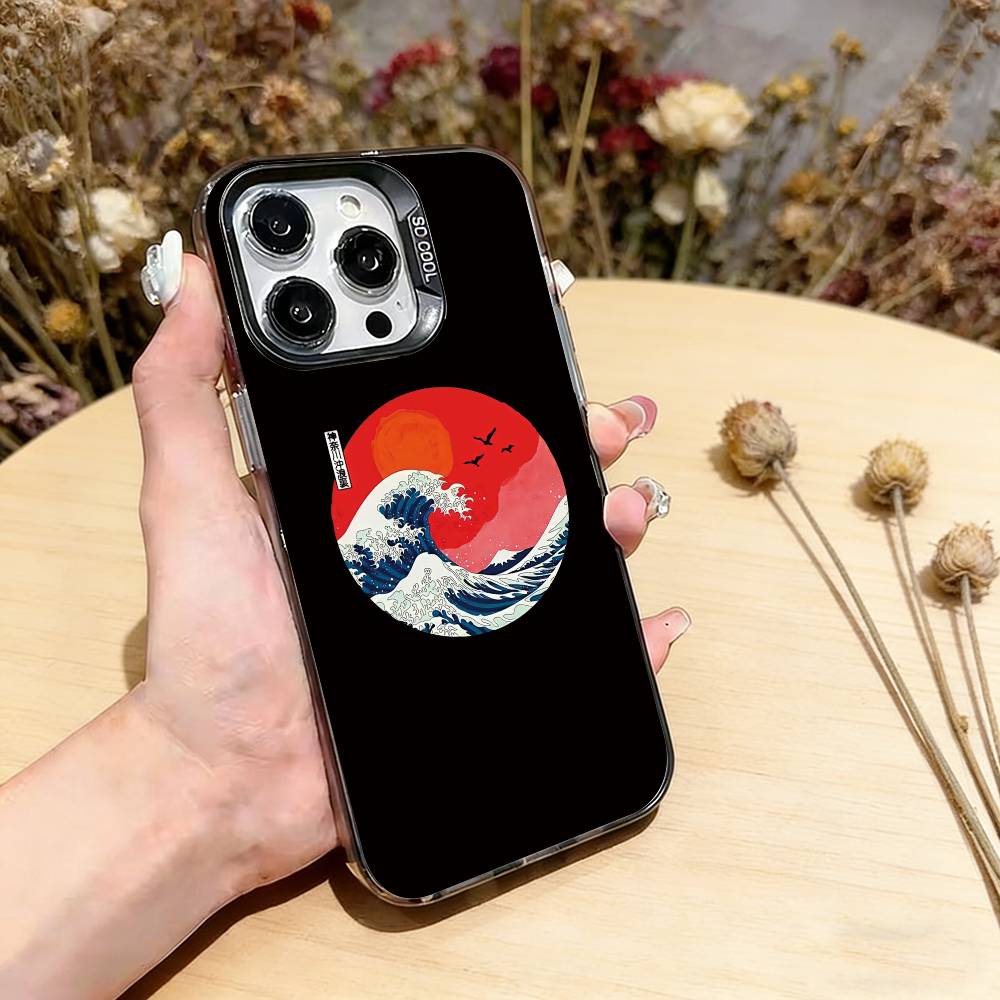 The Great Wave Off Kanagawa Phone Case For iPhone 17,16,15,14,13,12,11 Plus,Pro Max,XS,Colorful Silver Phone Case Funda Cover