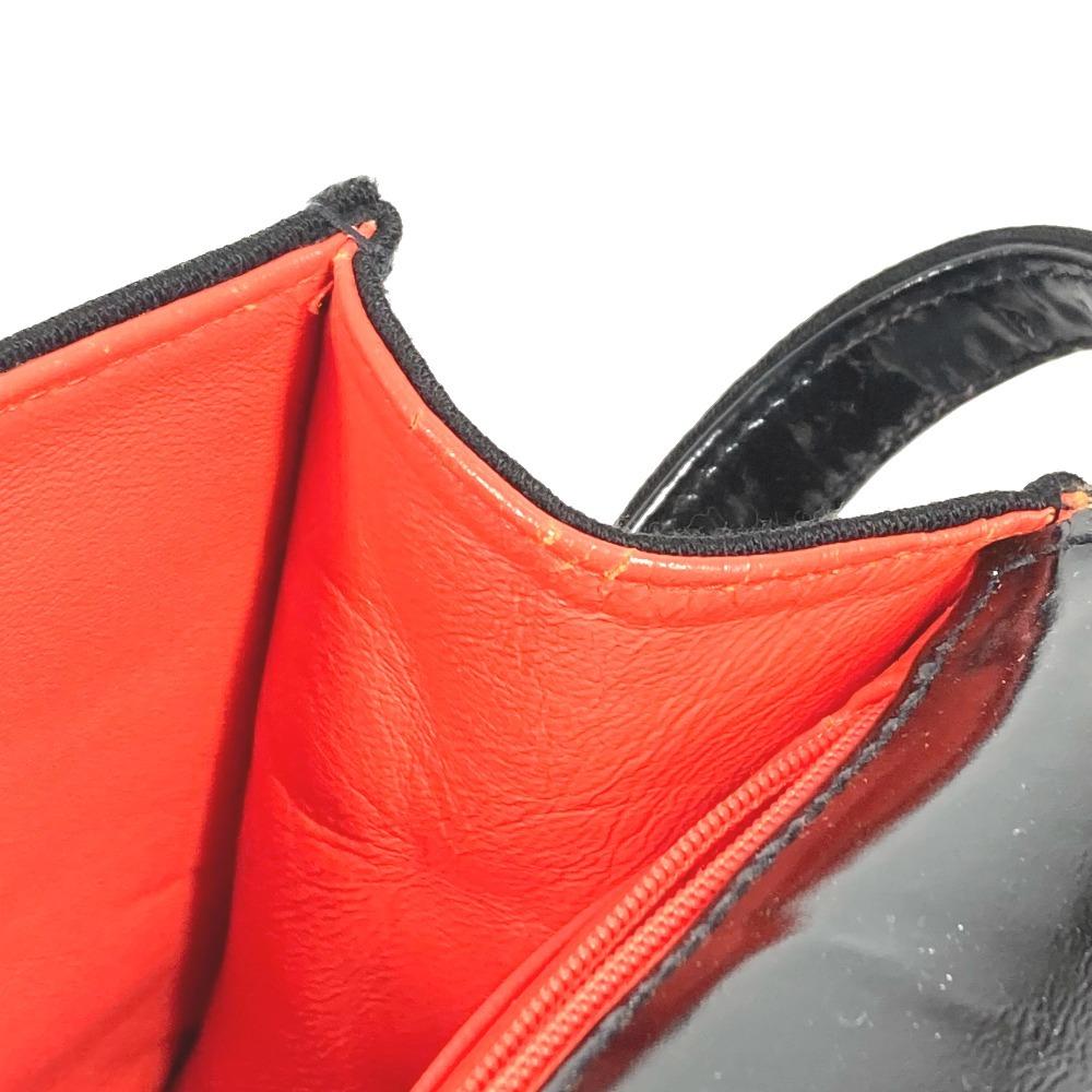 CHANEL vintage CC logo flap bag Shoulder Bag cotton / Patent Leather Black