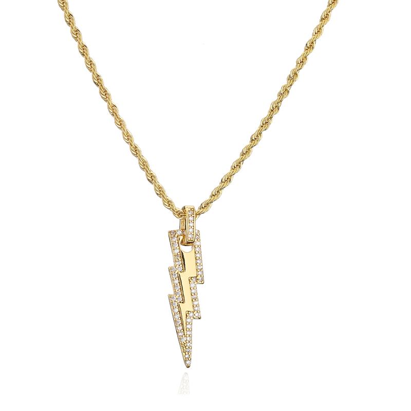 

HECHENG,Shiny Zircon Lightning Pendant Necklace Earrings for Women ,18K Gold Plated Temperament Zircon set Gift 45cm