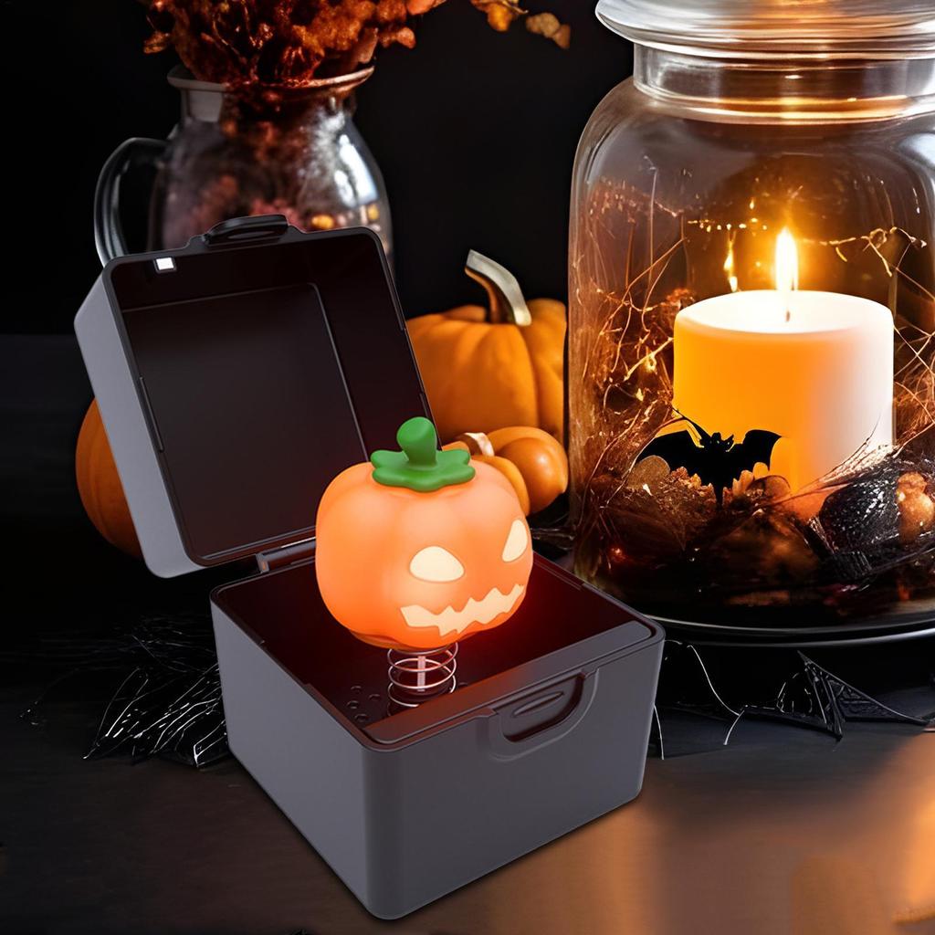 Pumpkin Themed Music Box Pumpkin Halloween Horror Music Box With LED Decorative Supplies For Doorways Desktop Room School