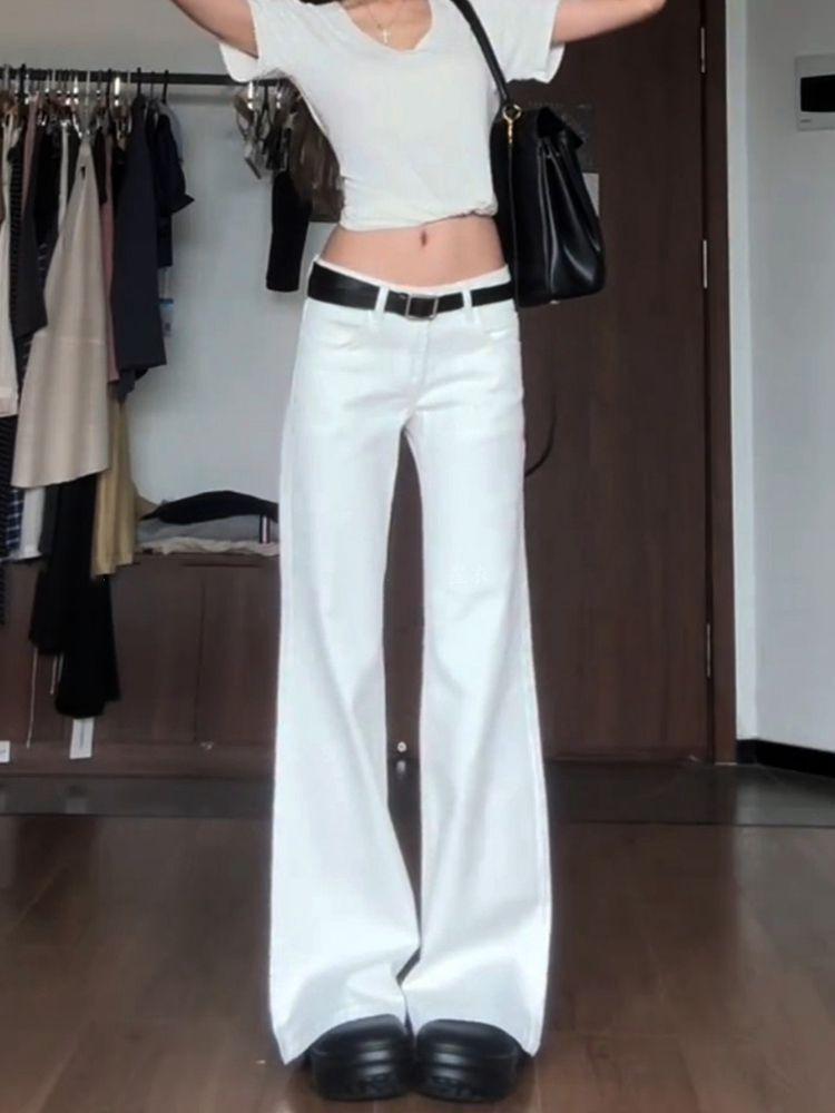 

Женские белые расклешенные джинсы с высокой посадкой, стройнящие S белый
