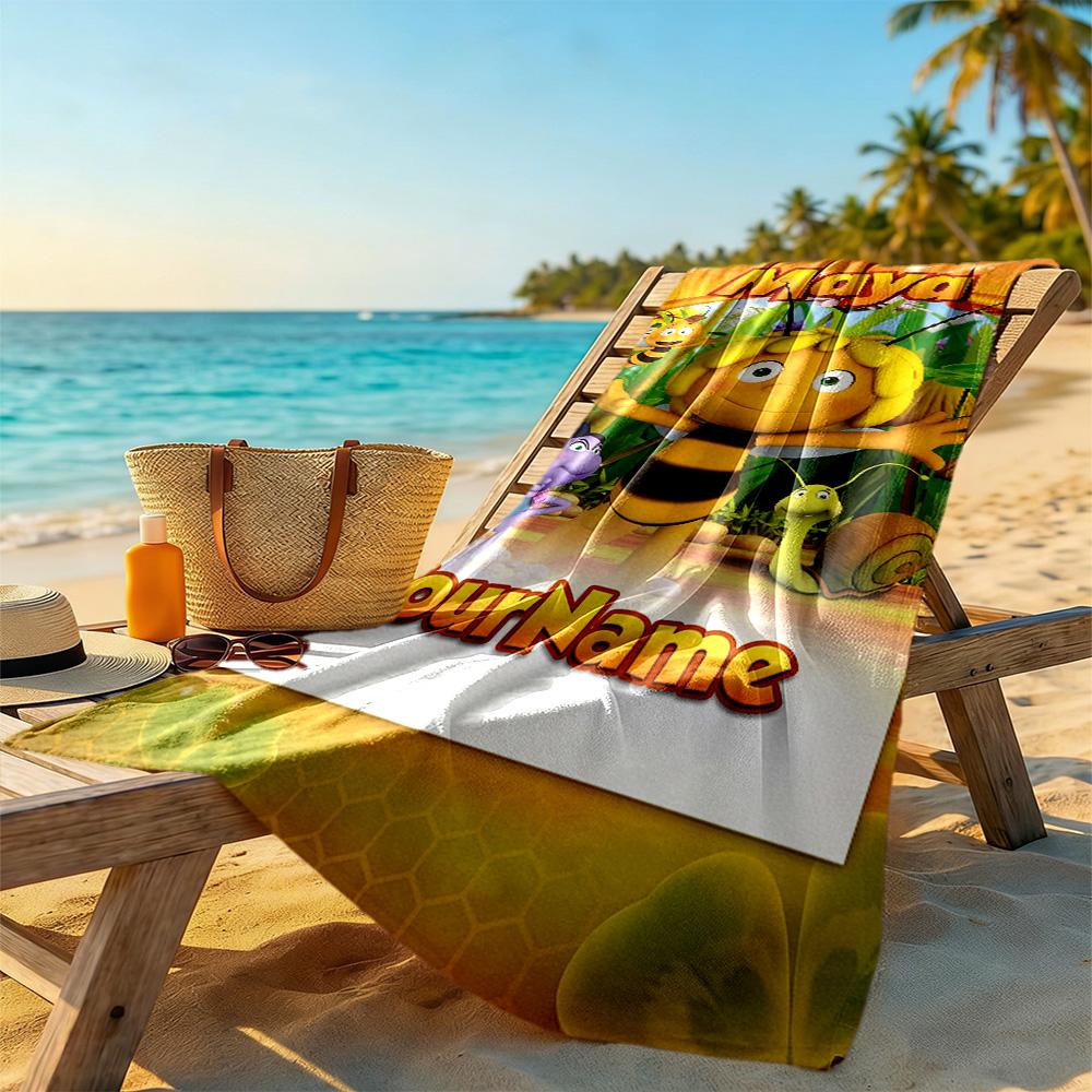 Biene Maja Customize Text Beach Towel Super Soft & Absorbent Suitable for Swimming Gym Camping Yoga Vacation