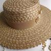 Diy Palm Leaf Straw Hat With Pearl Chain — Flat-Top Sun Hat | New Korean-Style Beach Hat With Elastic Band | Candy-Colored Sun