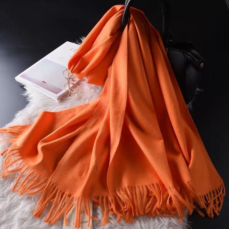 Women's Faux Cashmere Warm Scarf - Autumn/Winter Solid Color Korean Style Shawl