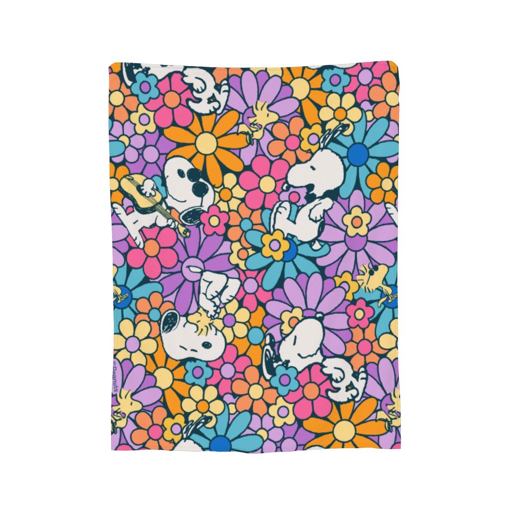 Snoopys & Woodstock Fun & Flowers Flannel Blanket Awesome Throw Blanket for Home Hotel Sofa 150*125cm Quilt,