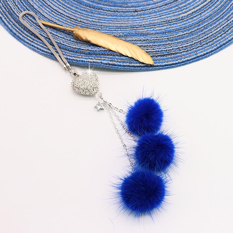 Rhinestone Crystal Plush Pendant Auto Rearview Mirror Ornament Car Mirror Hanging Accessories Car Interior Decoration