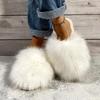 Women Summer Furry Slippers Fluffy Home Shoes Ladies Flops Fur Sandals Comfortable Indoor Outdoor