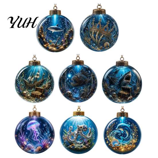 Einzigartige Meeresleben Weihnachtsgeschenke Ozean Kugel Ornament, Klares Acryl Leuchtend Kreative Baum Akzente Hängende Dekoration für Weihnachtsbaum, Feiertag