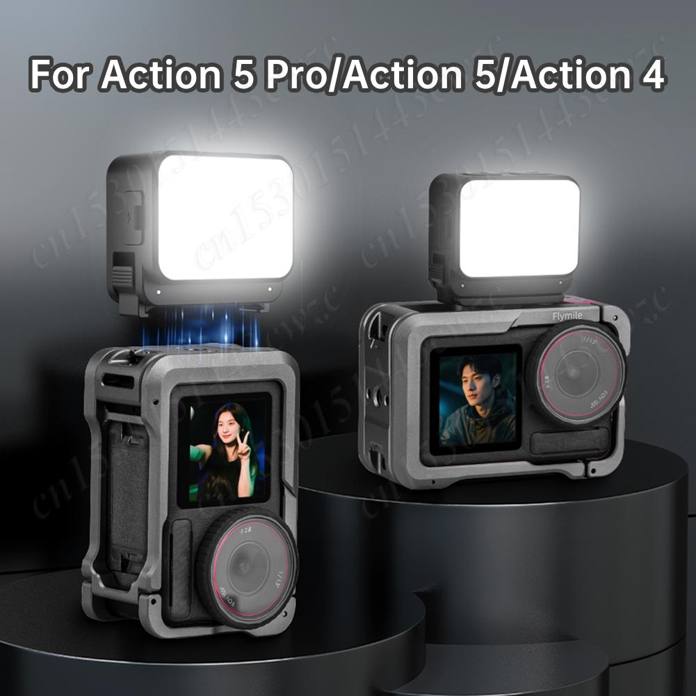 LED Camera Video Lights IPX4 Waterproof for DJI Action 5 Pro/Action 4 Vlogging Light 3000K/4440K/8700K Adjustable Lighting Lamp