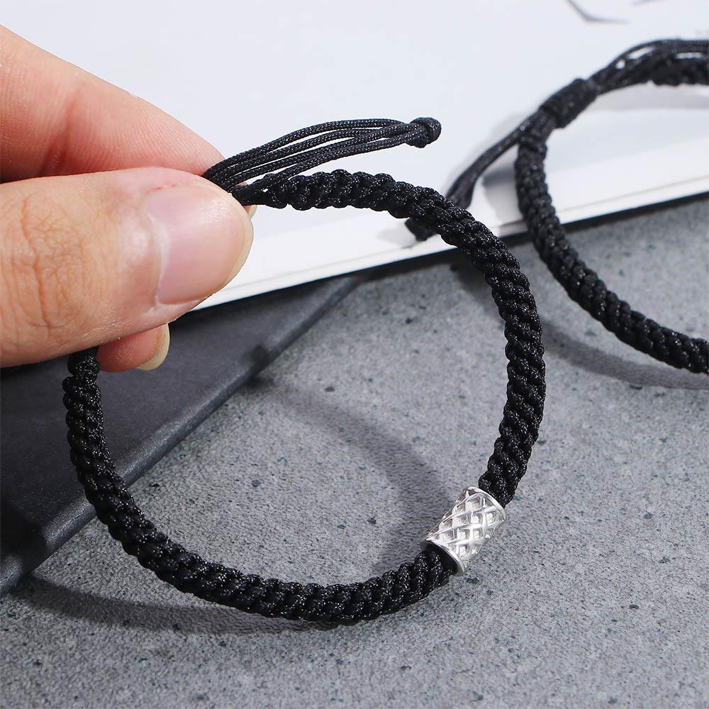 Copper Letters Seven Virtues Braided Hand Rope Men Bracelets Jewelry Gift Korean Style Wristband