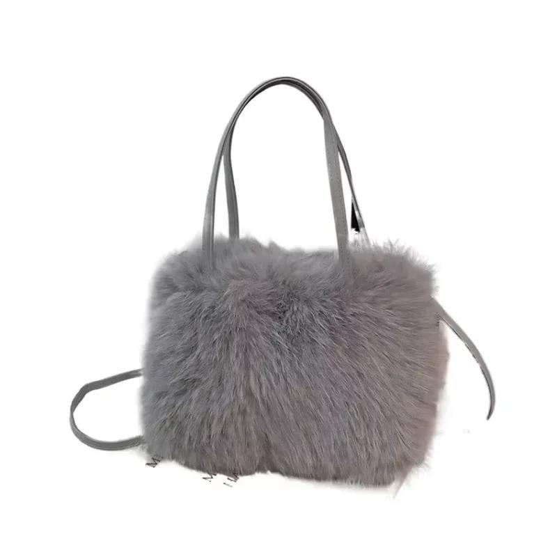 Genți de umăr pătrate din blană rafinată iarnă stil nou frumos stil proaspăt fierbinte fată genți calde casual super cool