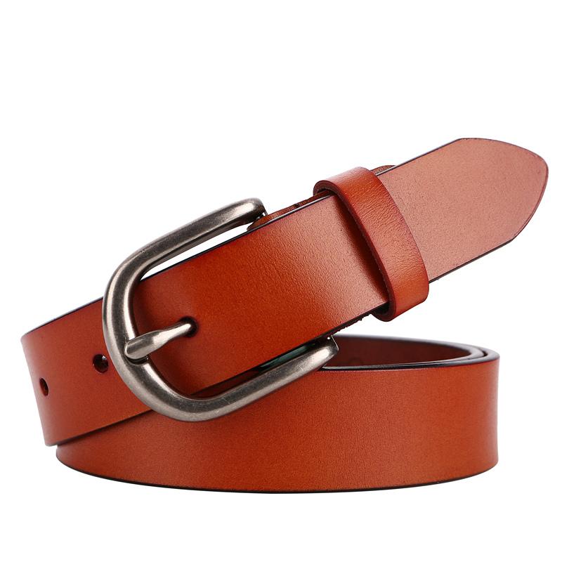 Women Leather Belt Black Casual Waist Belt for Jeans Pants with Metal Pin Buckle Waistband