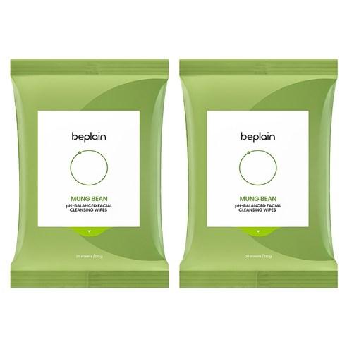 beplain Mung Bean Low pH Cleansing Wipes Gentle Makeup Remover 20 Sheets × 2 Packs